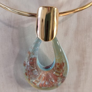Murano glass drop pendant with gold and silver - Pendente Goccia in Vetro di Murano con oro e argento