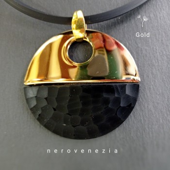 Glass pendant with gold or platinum cracking - Pendente in Vetro con screpolatura in oro o platino