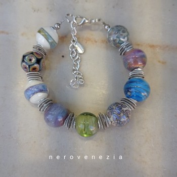 Bracelet  with Murano Glass Pearls - Bracciale con Perle in Vetro di Murano