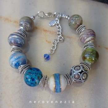 Bracelet  with Murano Glass Pearls - Bracciale con Perle in Vetro di Murano